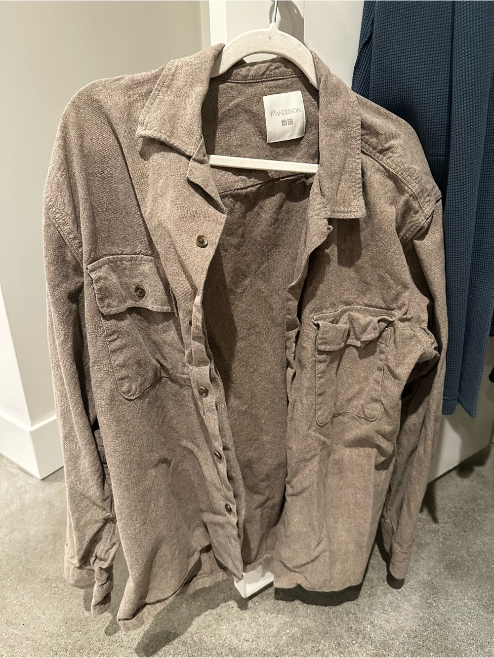Uniqlo Taupe Casual Flannel Button-Down Shirt